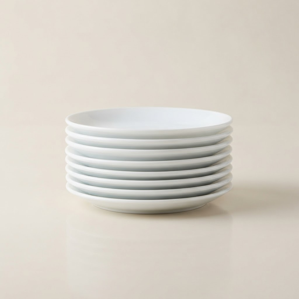 Corelle salad and lunch plates in a stack